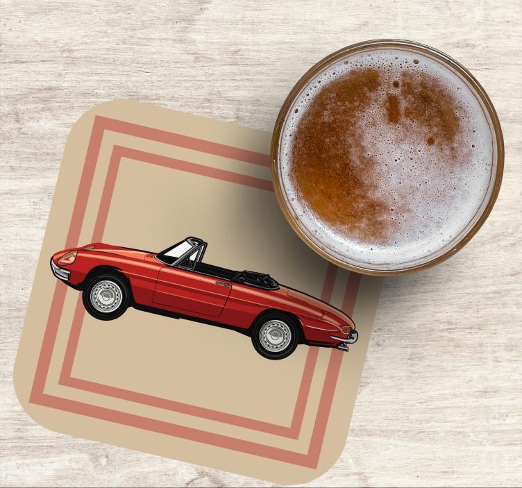 Sottobicchieri vintage illustrazione di auto d'epoca - TenStickers