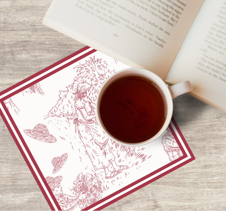 Sottobicchieri vintage illustrazione scena rustica - TenStickers