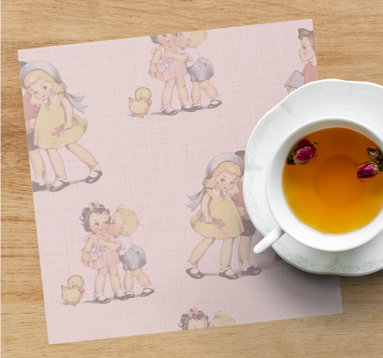 Sottobicchieri vintage illustrazioni giocose per bambini - TenStickers