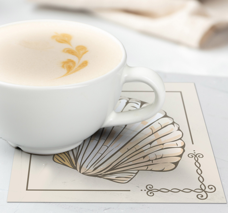 Sottobicchieri vintage motivo elegante con conchiglie - TenStickers