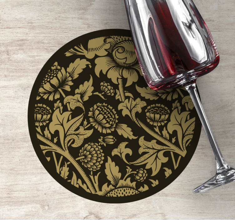 Sottobicchieri vintage motivo floreale dorato - TenStickers
