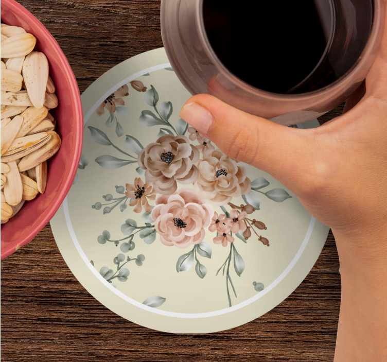 Sottobicchieri vintage motivo floreale elegante - TenStickers