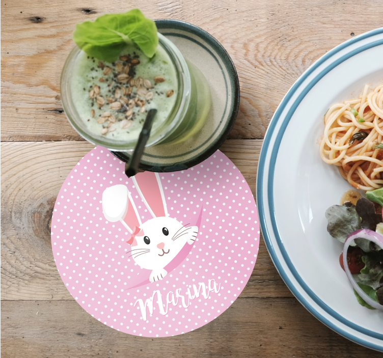 Sottobicchieri vintage personaggio con coniglio e fiocco - TenStickers
