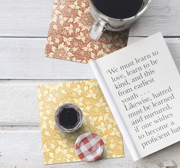 Sottobicchieri vintage piastrelle quadrate floreali - TenStickers