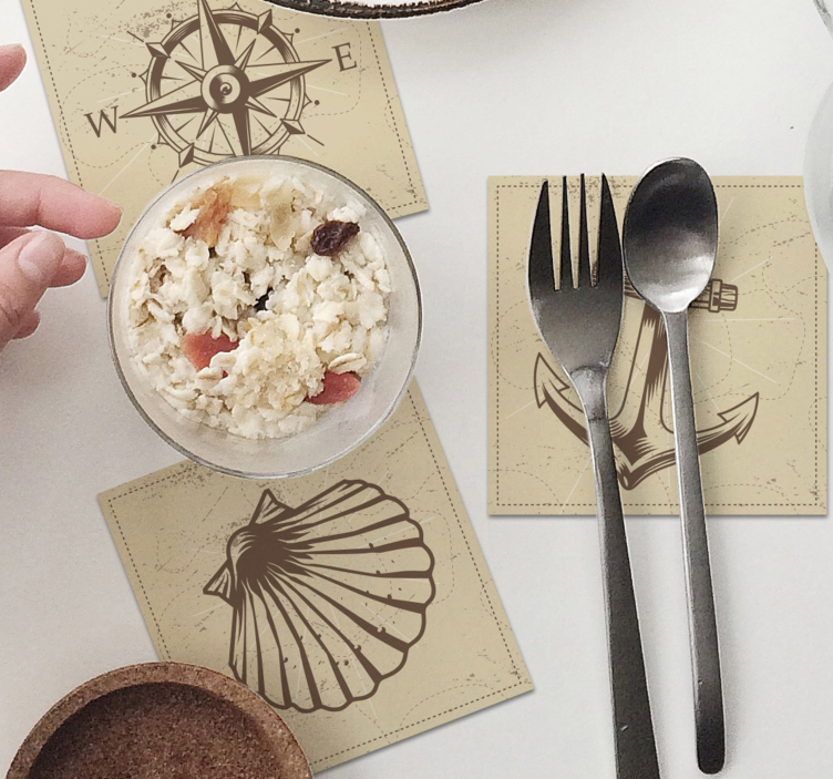 Sottobicchieri vintage set di simboli nautici - TenStickers