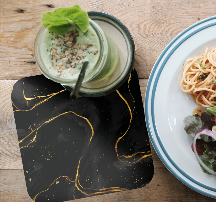 Sottobicchieri vortice nero e oro - TenStickers