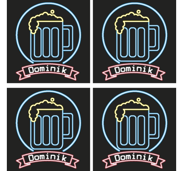 Birra al neon con sottobicchieri di nome - TenStickers