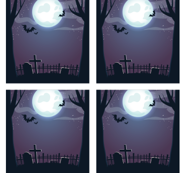Sottobicchieri halloween scena notturna inquietante - TenStickers