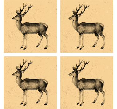 Sottobicchieri birra illustrazione cervo vintage - TenStickers