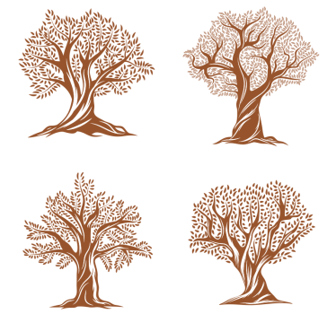 Sottobicchieri birra silhouette di alberi intrecciati - TenStickers