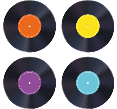 Sottobicchieri vintage dischi in vinile colorati - TenStickers