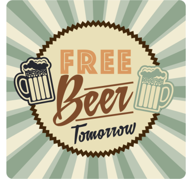 Sottobicchieri birra annuncio retro birra gratis - TenStickers