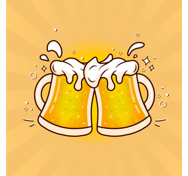 Sottobicchieri birra saluti con boccali di birra - TenStickers