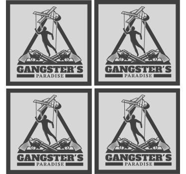 Sottobicchieri birra illustrazione a tema gangster - TenStickers