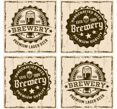 Sottobicchieri birra design badge birreria vintage - TenStickers