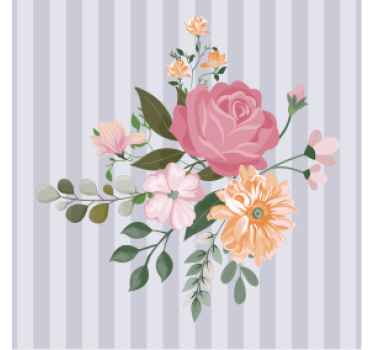 Sottobicchieri birra strisce con fiori - TenStickers