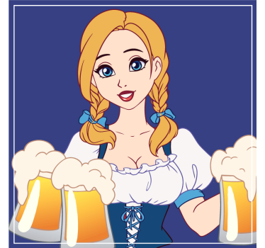 Sottobicchieri birra illustrazione barista allegra - TenStickers