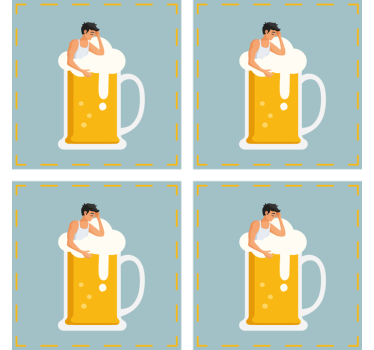 Sottobicchieri birra illustrazione tazza relax - TenStickers