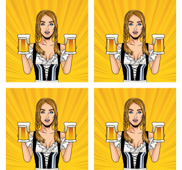 Sottobicchieri birra donna allegra con birre - TenStickers