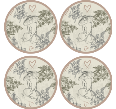 Sottobicchieri vintage figure floreali eleganti - TenStickers