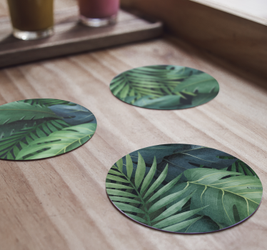 Sottobicchiere moderno Sottobicchiere di foglie verdi diverse - TenStickers
