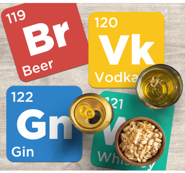Sottobicchiere vintage Tavola periodica alcol - TenStickers