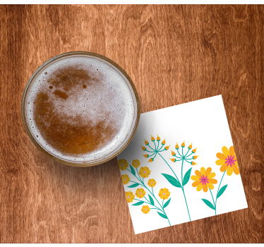 Sottobicchieri birra composizione fiori vivaci - TenStickers