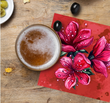 Sottobicchieri birra composizione floreale vivace - TenStickers