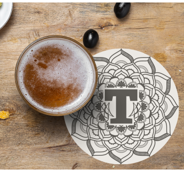 Sottobicchieri birra decorazione monogramma floreale - TenStickers