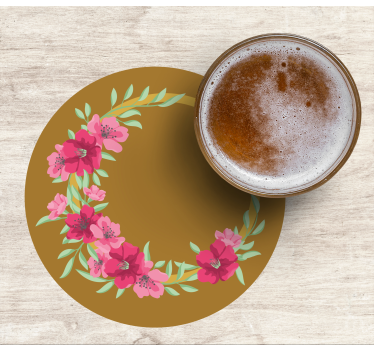 Sottobicchieri birra design circolare floreale - TenStickers