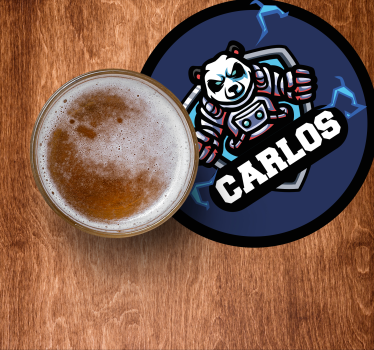 Sottobicchieri birra emblema panda con nome - TenStickers