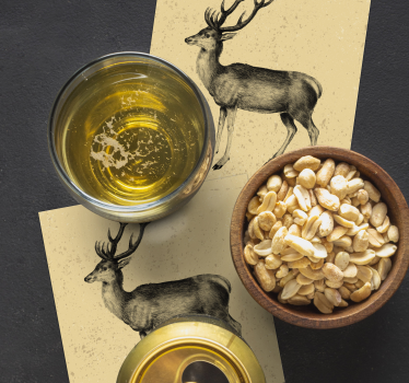 Sottobicchieri birra illustrazione cervo vintage - TenStickers