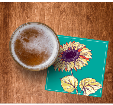 Sottobicchieri birra illustrazione girasole vivace - TenStickers