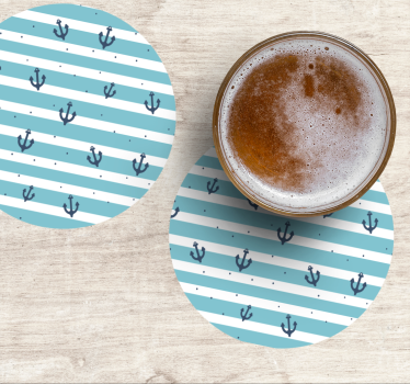 Sottobicchieri birra motivo ancore a righe nautiche - TenStickers