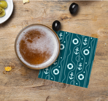 Sottobicchieri birra motivo ancore e salvagenti - TenStickers