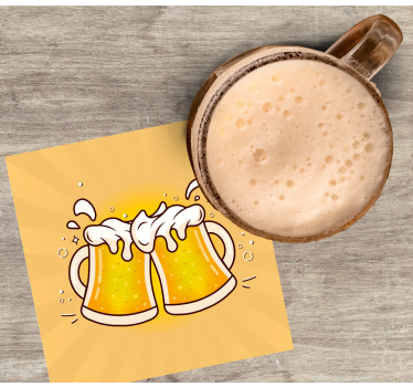 Sottobicchieri birra saluti con boccali di birra - TenStickers