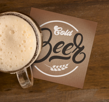 Sottobicchieri birra tipografia elegante birra fredda - TenStickers