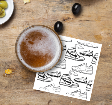 Sottobicchieri moderno con motivi a contorno sneaker - TenStickers