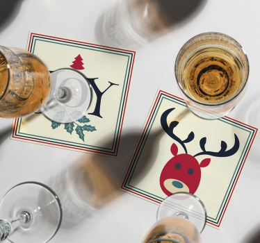 Sottobicchieri natalizi renne e agrifoglio - TenStickers