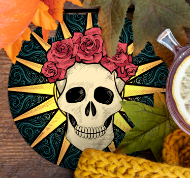 Teschio di donna con sottobicchiere di halloween rosa - TenStickers