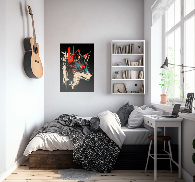 Poster con profilo di lupo effetto astratto - TenStickers