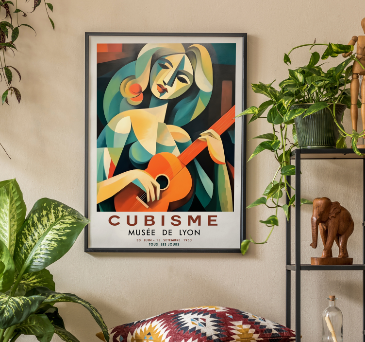 Poster ritratto cubista donna con la chitarra - TenStickers
