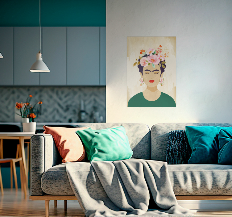 Poster artistico con fiori e donna - TenStickers