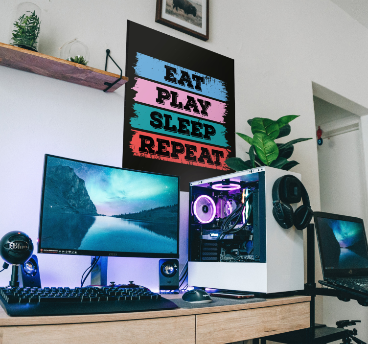 Poster con "Eat, play, sleep, repeat" - TenStickers