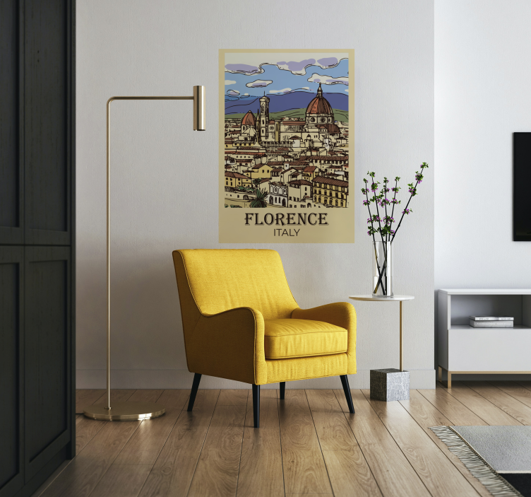 Poster con il disegno della città di Firenze - TenStickers