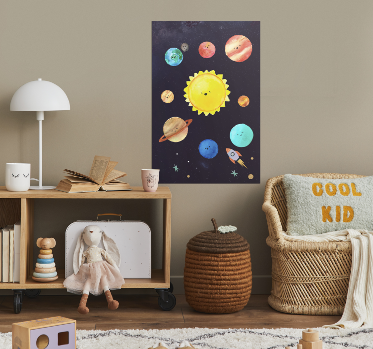 Poster con il sistema solare stile cartoon - TenStickers