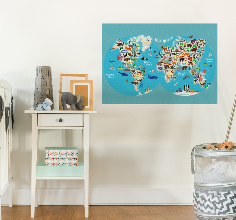 Poster con mappamondo e animali - TenStickers