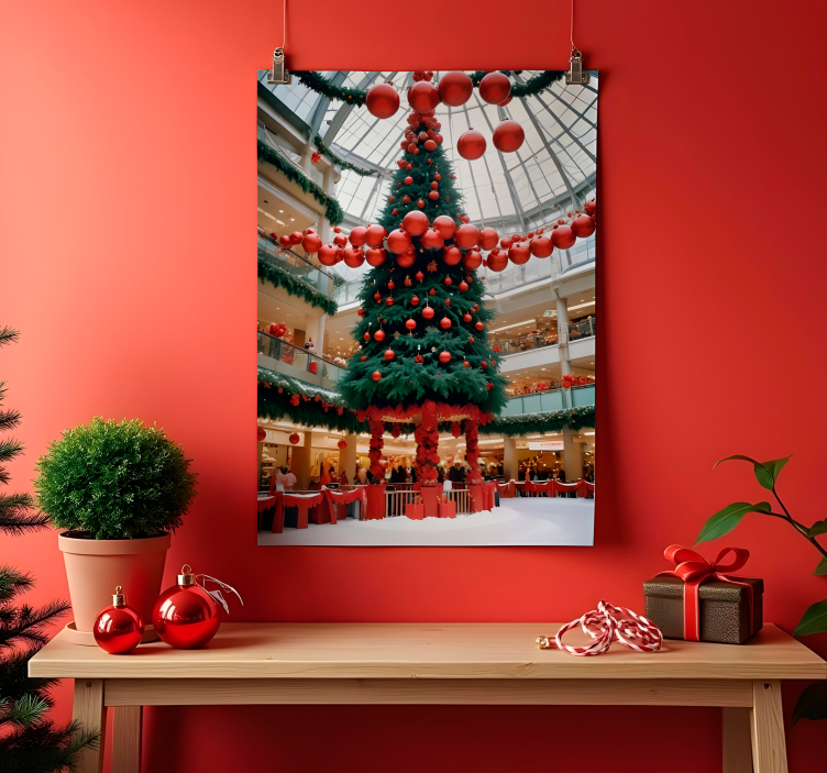Poster di Babbo Natale albero nel centro commerciale - TenStickers