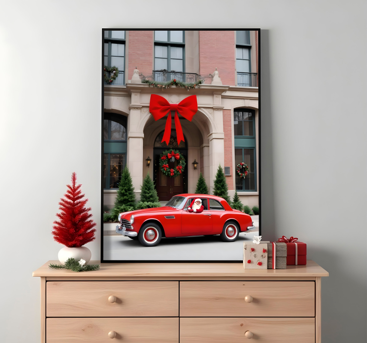 Poster di Babbo Natale macchina in inverno - TenStickers