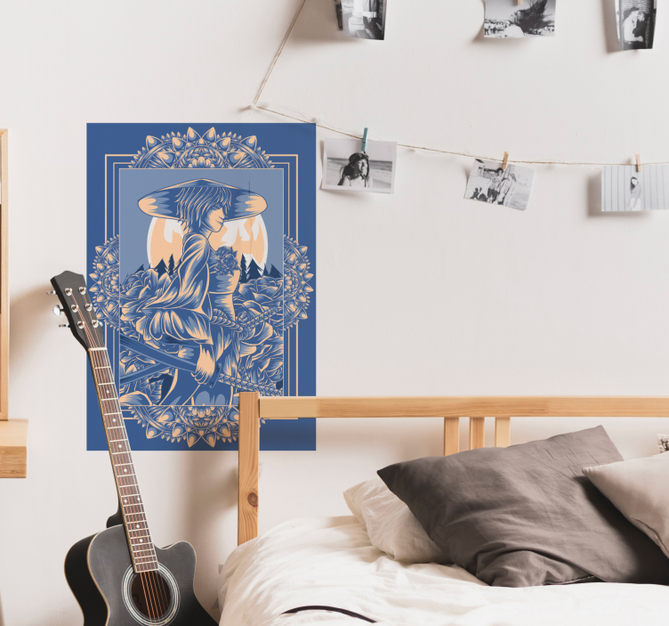 Poster stile orientale con ragazza - TenStickers